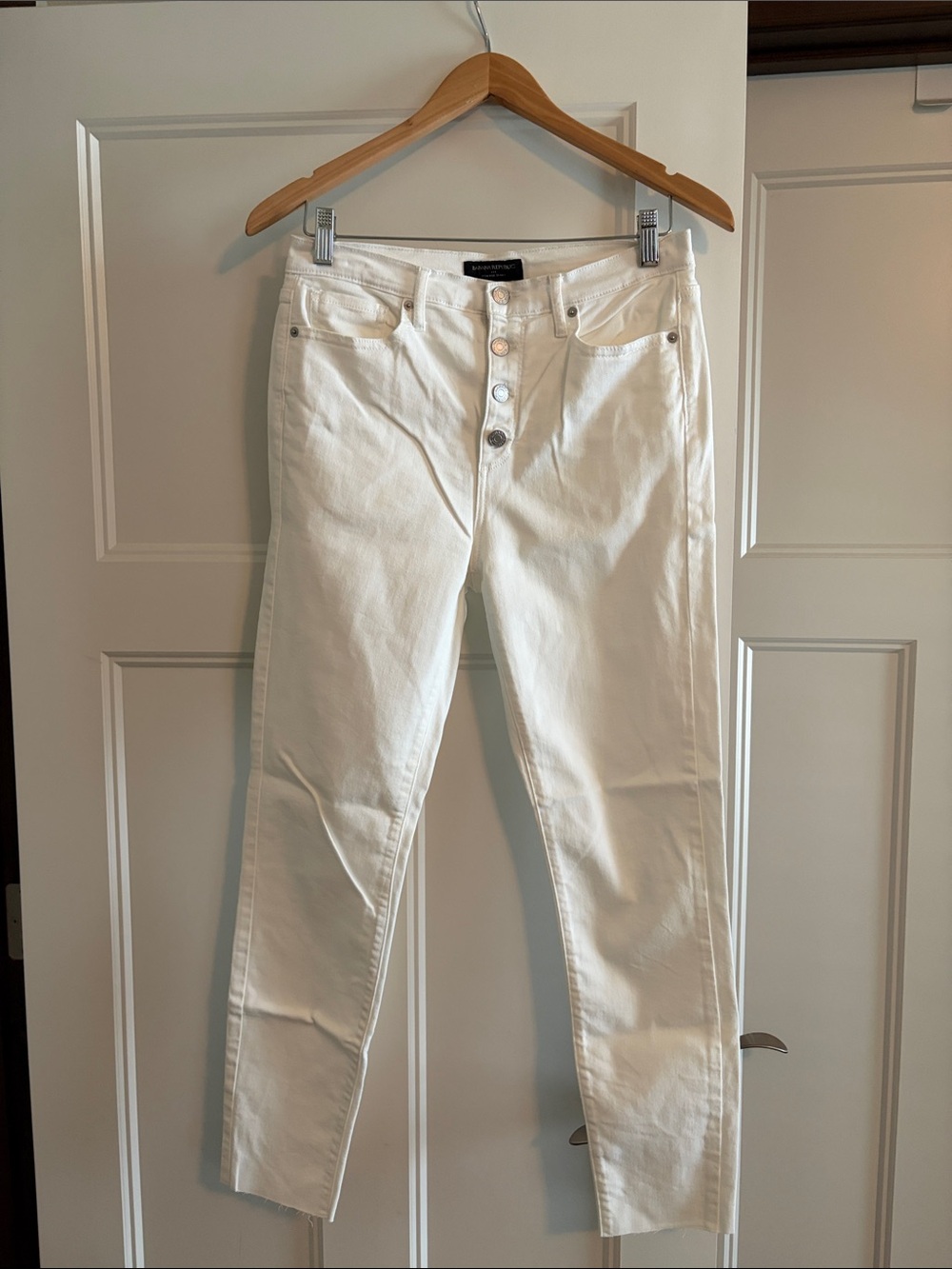 Banana Republic White Skinny High-Rise Jeans with Button Fly